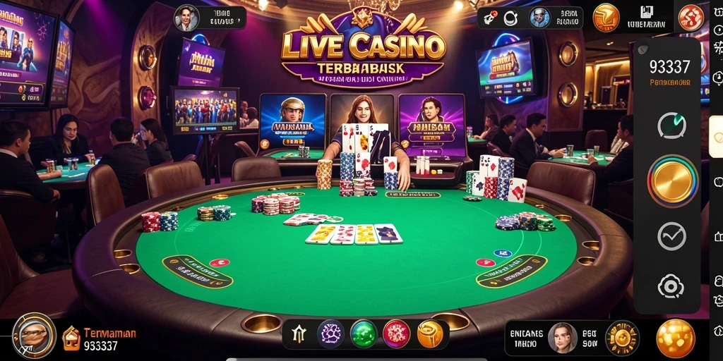 Screenshot game 93337 menunjukkan interaksi dealer dan pemain secara langsung.