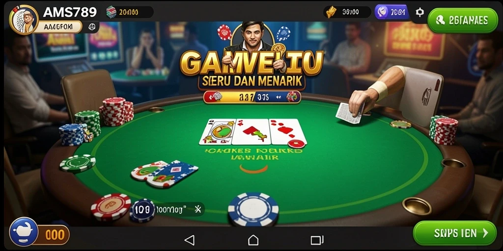 Screenshot gameplay <strong>AMS789</strong> menampilkan suasana pertandingan poker yang seru.