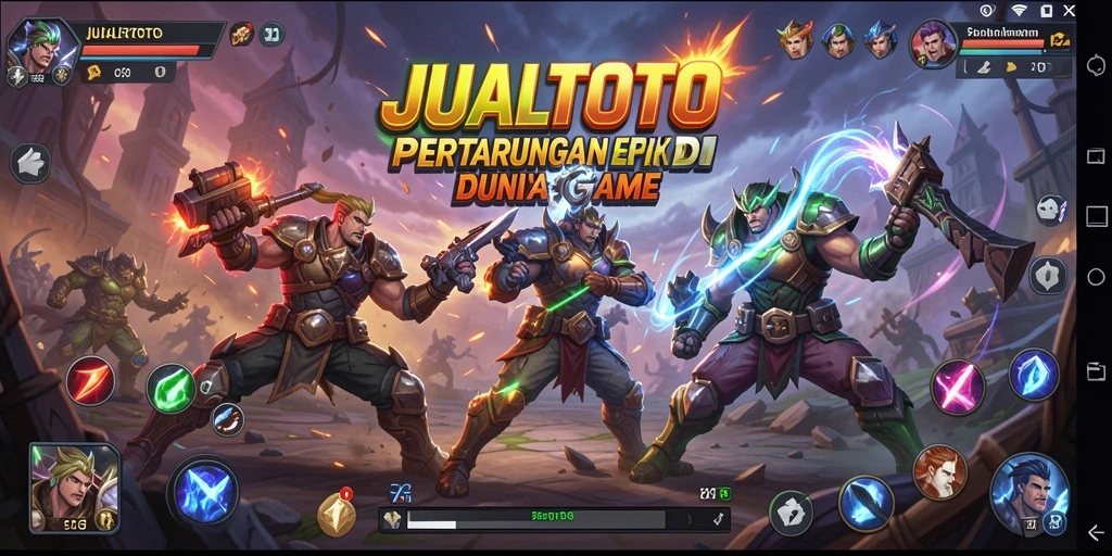 Gameplay JUALTOTO menampilkan pertarungan seru antara karakter dengan gerakan spektakuler.