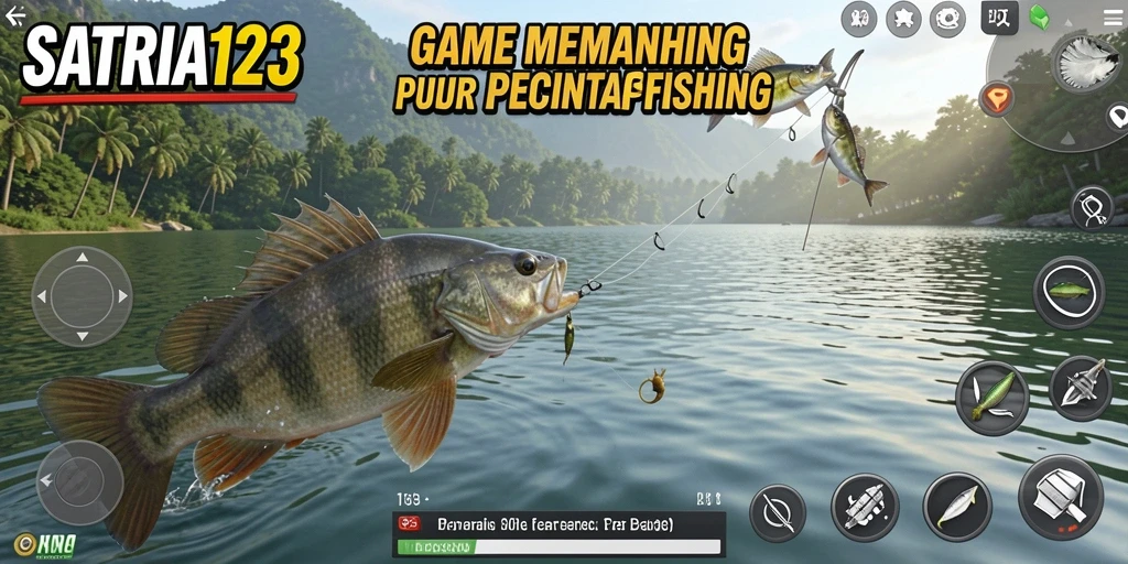 Screenshot gameplay SATRIA123 yang menampilkan momen seru saat memancing.