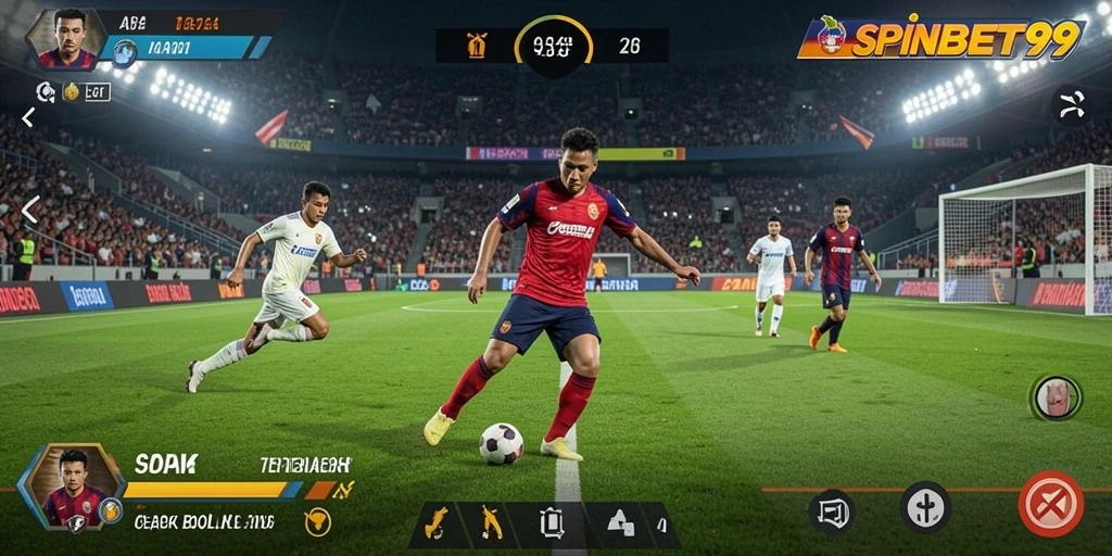 Memperlihatkan gameplay seru di SPINBET99 dengan aksi sepak bola yang mendebarkan.